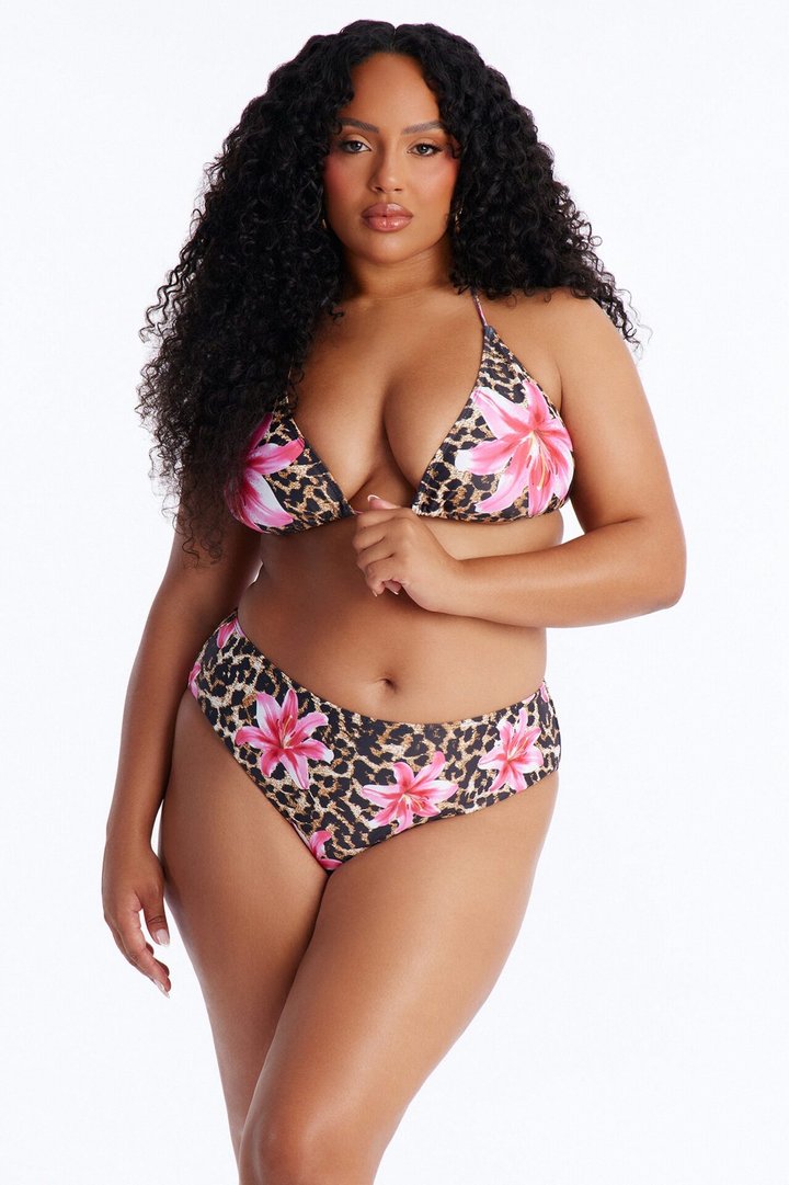 Rosy Reef 3 Piece Leopard Triangle Bikini Skirt Set - Leopard