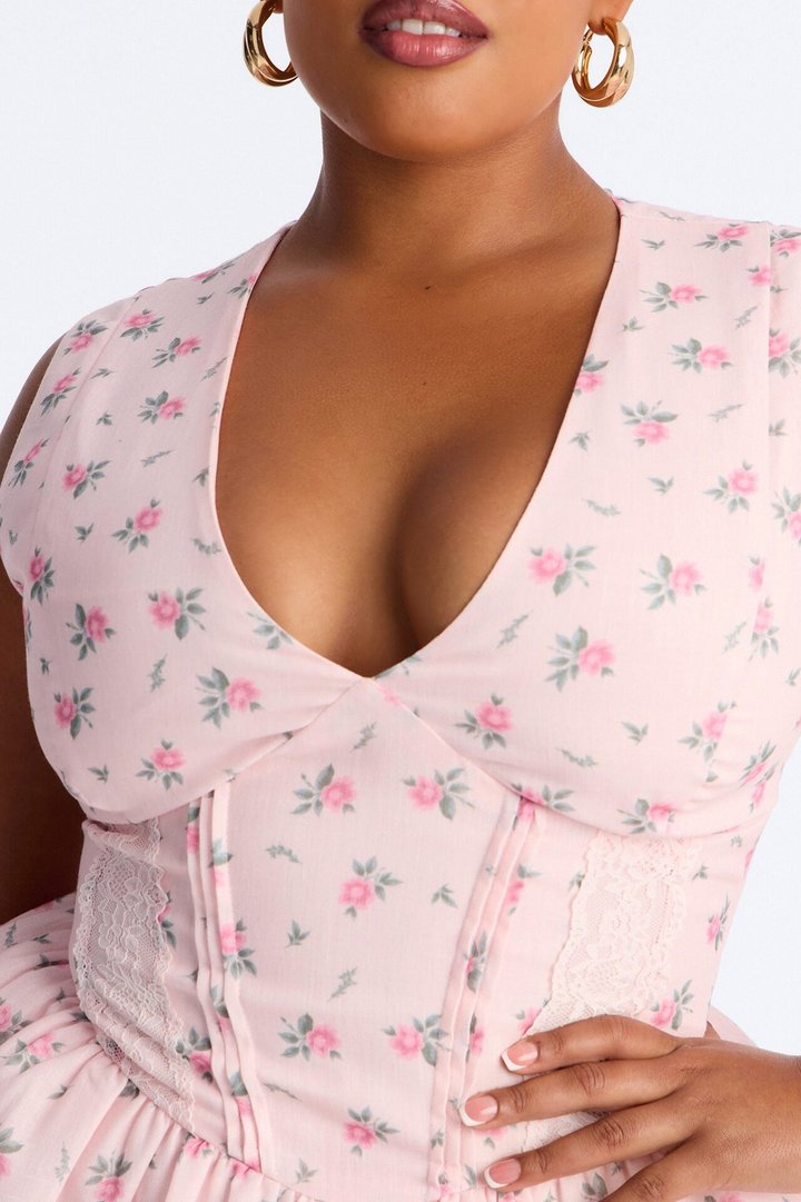 Harlow Floral Midi Dress - Pink