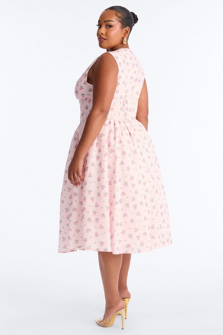 Harlow Floral Midi Dress - Pink