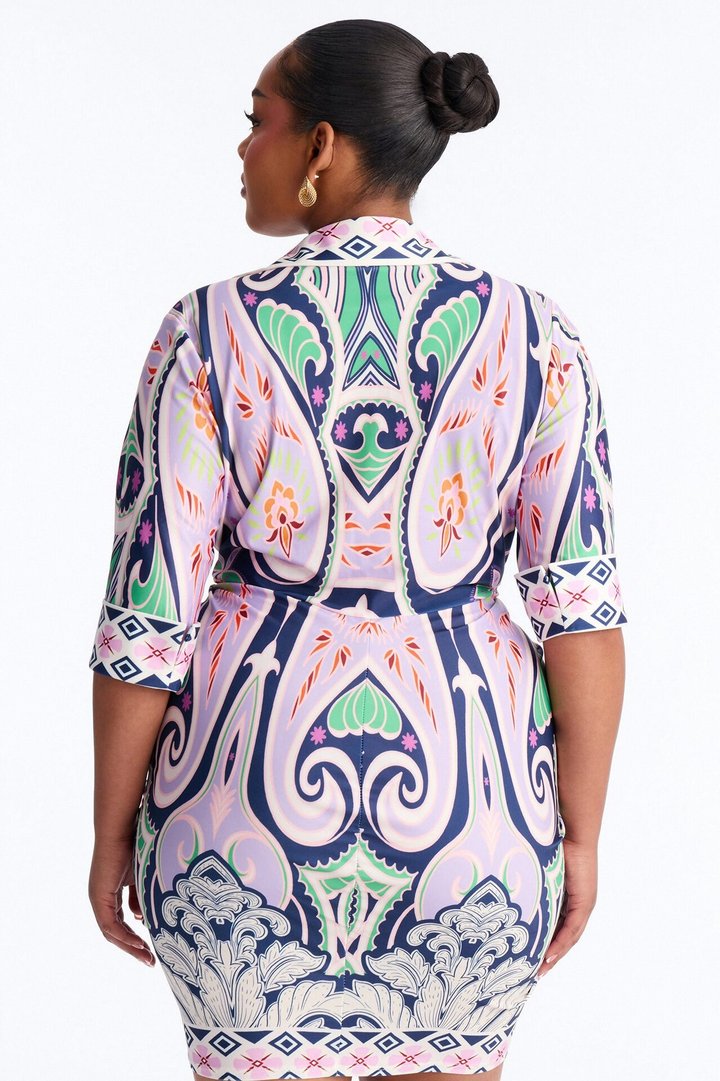 Delphine Ruched Printed Mini Dress - Purple/combo