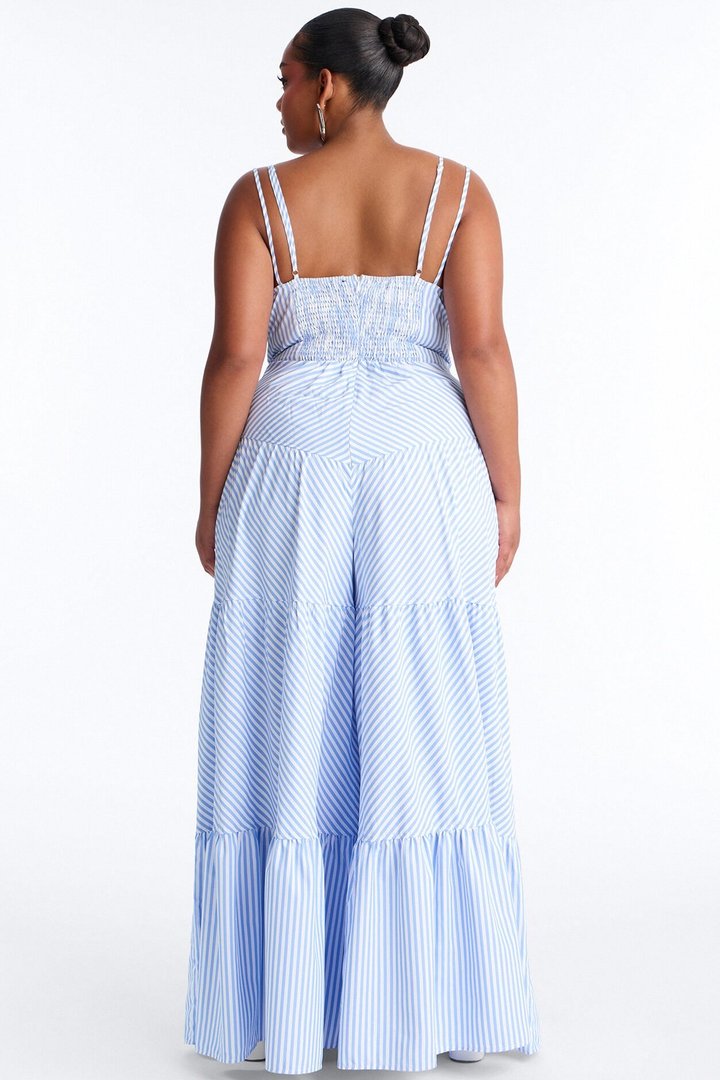 Bre Tiered Stripe Wide Leg Jumpsuit - Blue