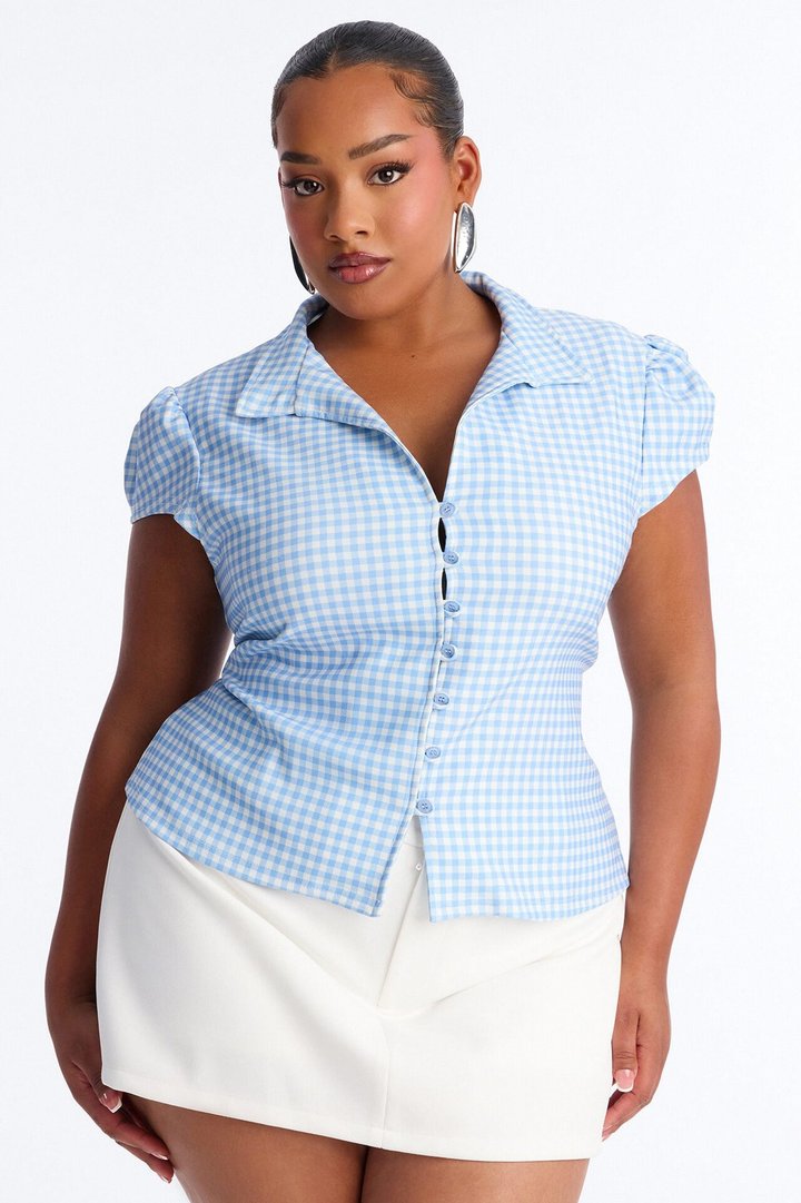 Retro Charm Plaid Shirt - Blue/combo