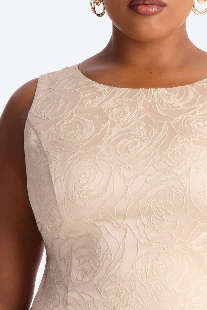 Erin Metallic Floral Jacquard Mini Dress - Pink