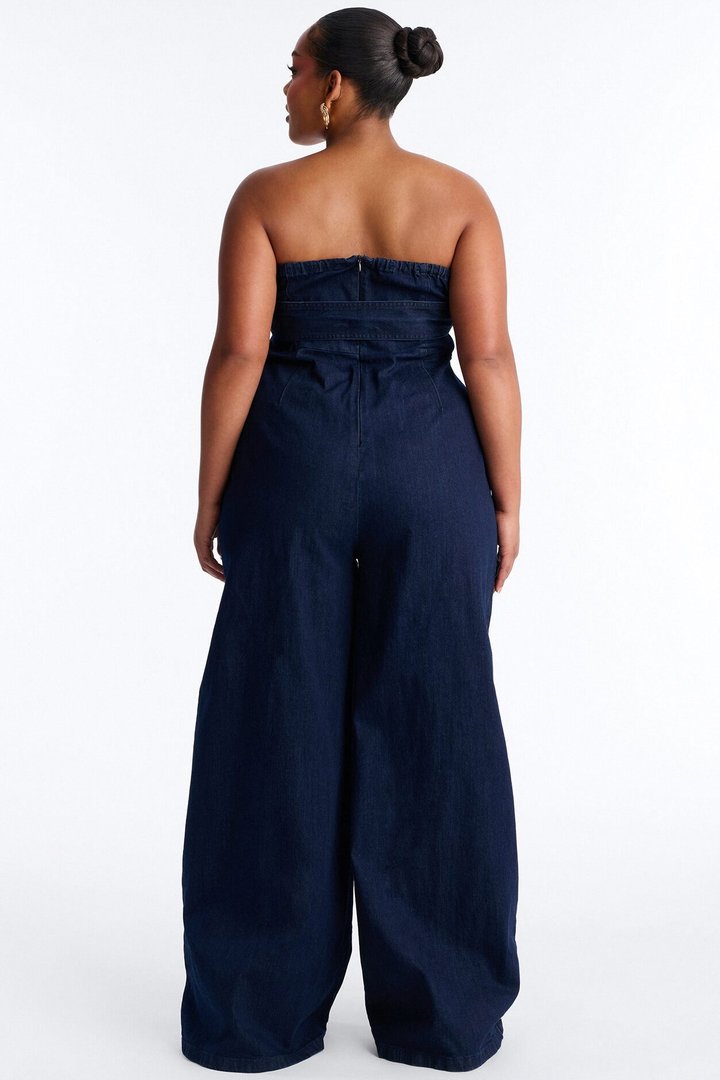 Marie Denim Belted Jumpsuit - Dark Wash