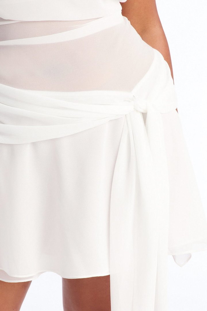 Alessia Draped Chiffon Mini Dress - White