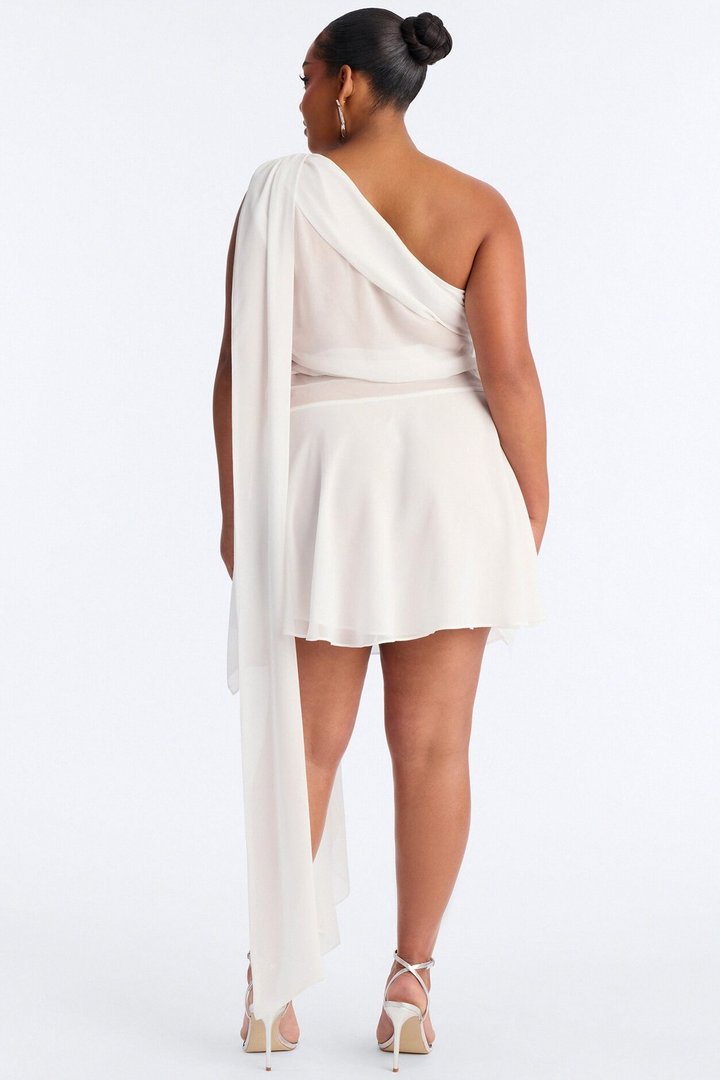 Alessia Draped Chiffon Mini Dress - White