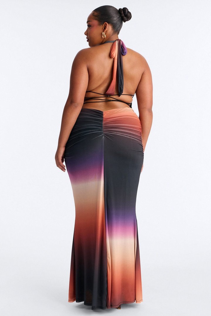 On Repeat Ombre Mesh Maxi Dress - Black/combo