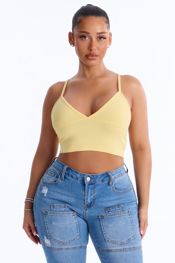 Ellie V Neck Cami Top - Butter Yellow