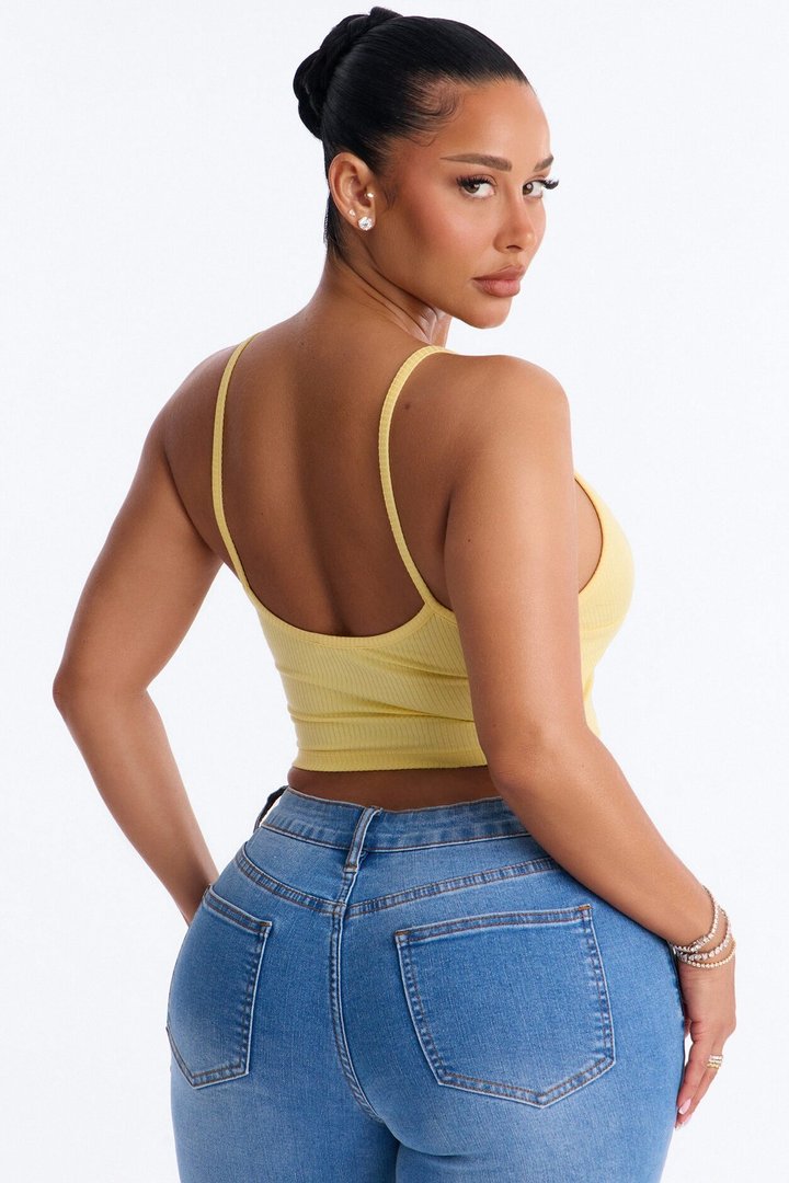 Ellie V Neck Cami Top - Butter Yellow