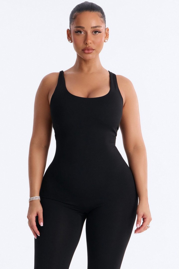 Malia Built In Bra Catsuit - Black