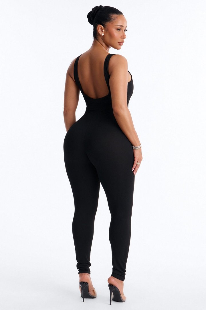 Malia Built In Bra Catsuit - Black