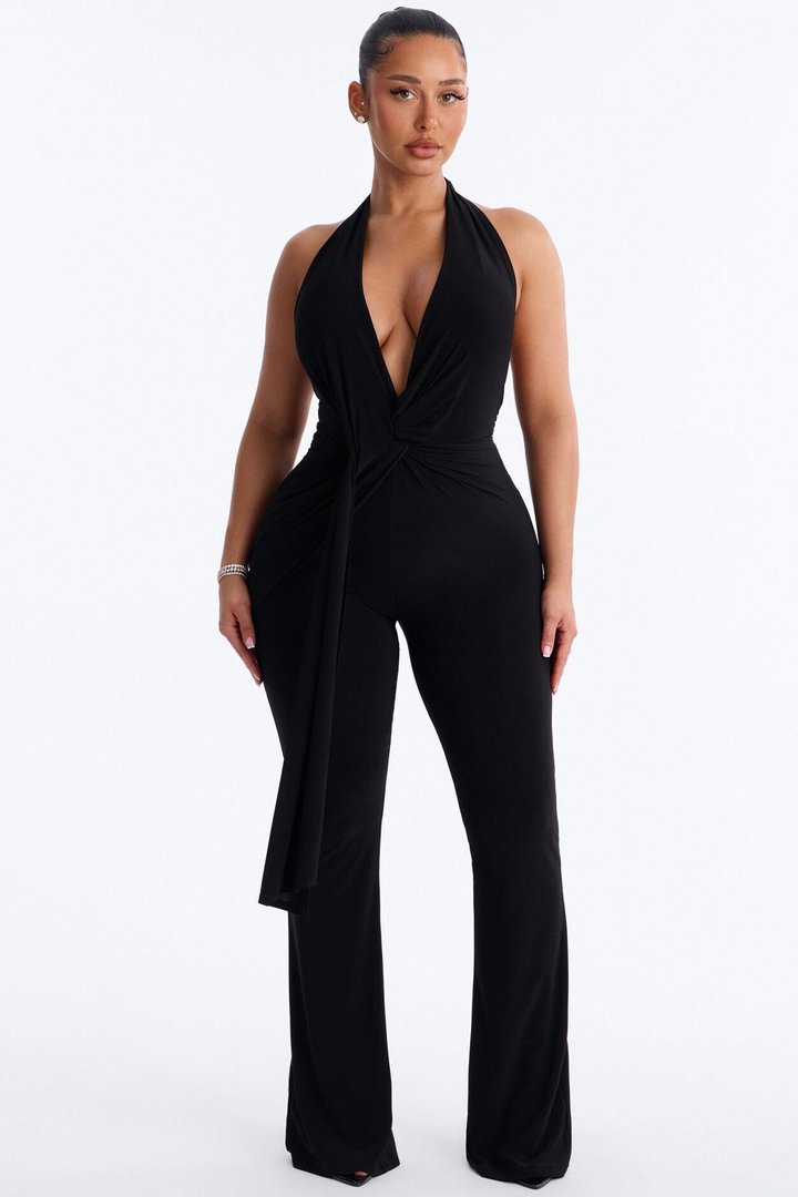 Always That Girl Backless Jumpsuit - Black