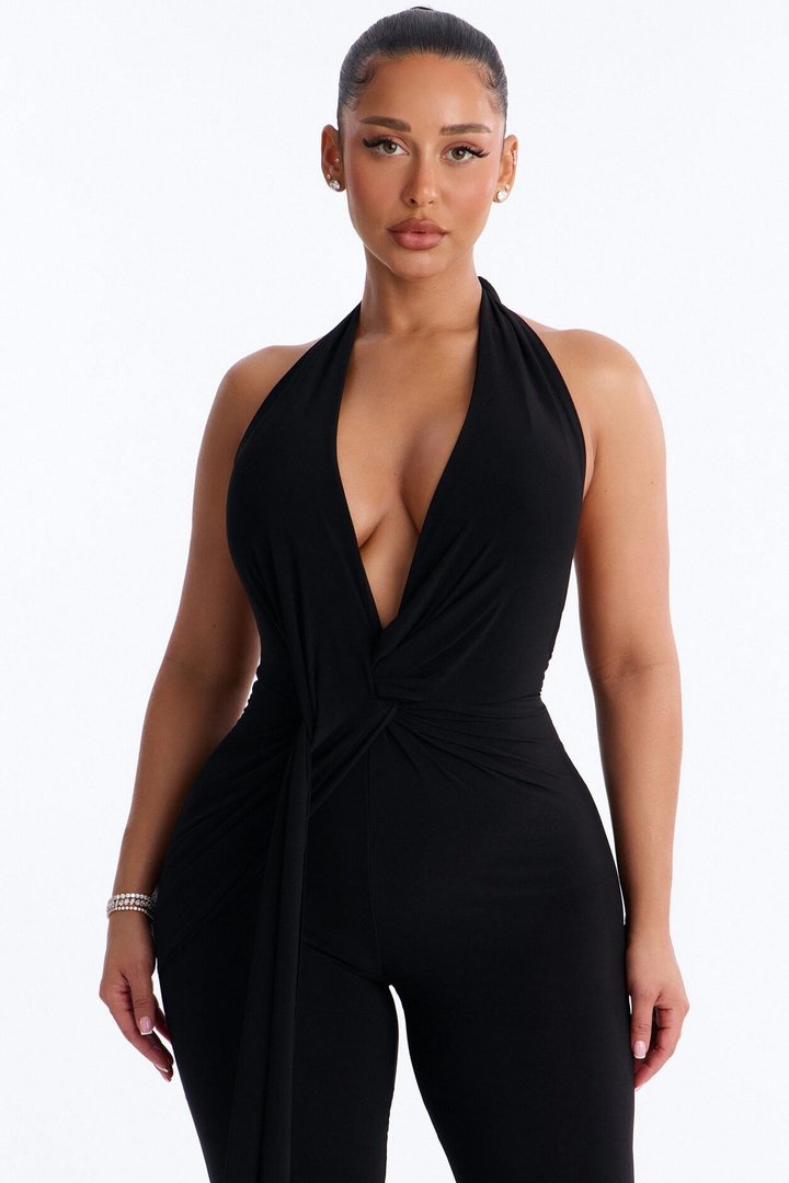 Always That Girl Backless Jumpsuit - Black