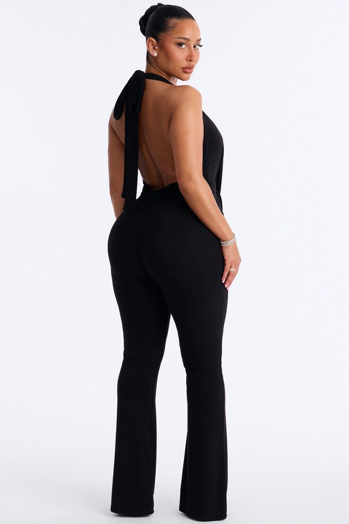 Always That Girl Backless Jumpsuit - Black