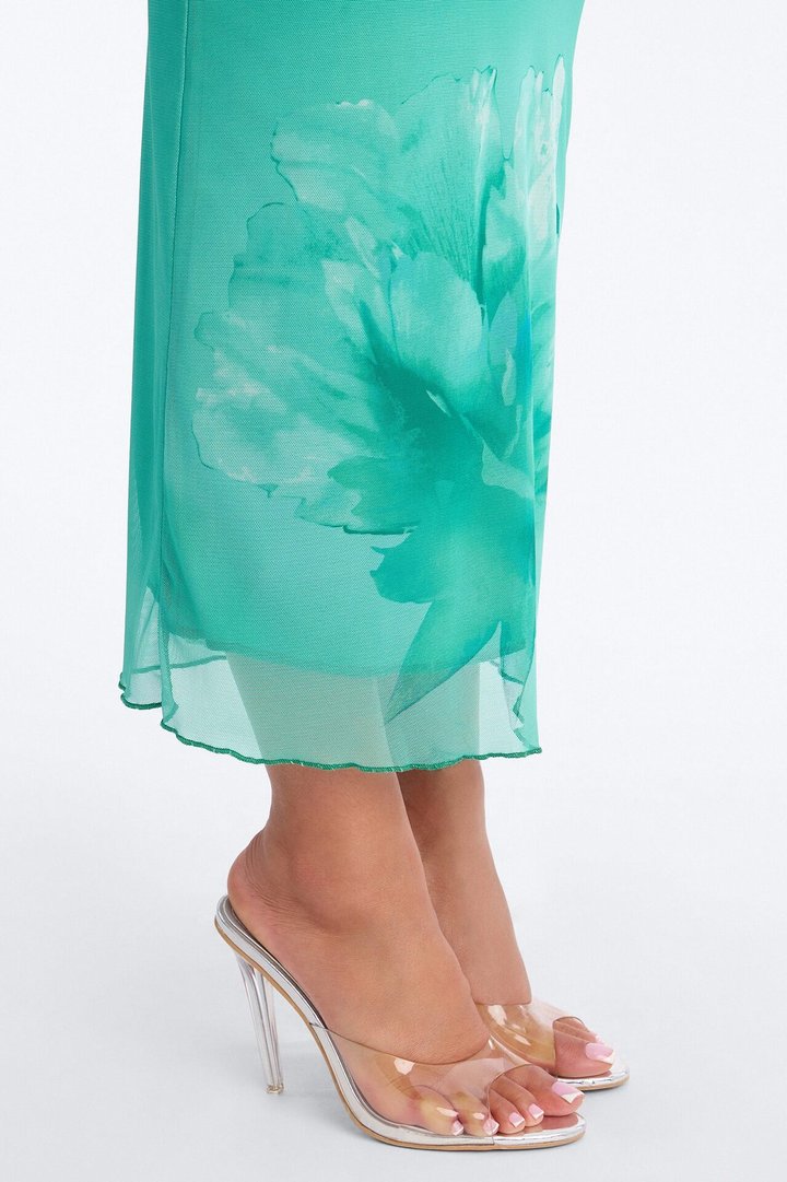Betsy Floral Mesh Maxi Dress - Green/combo