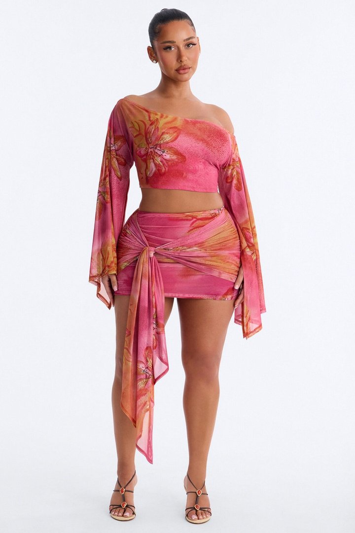 Tropic Tease Mesh Skirt Set - Pink