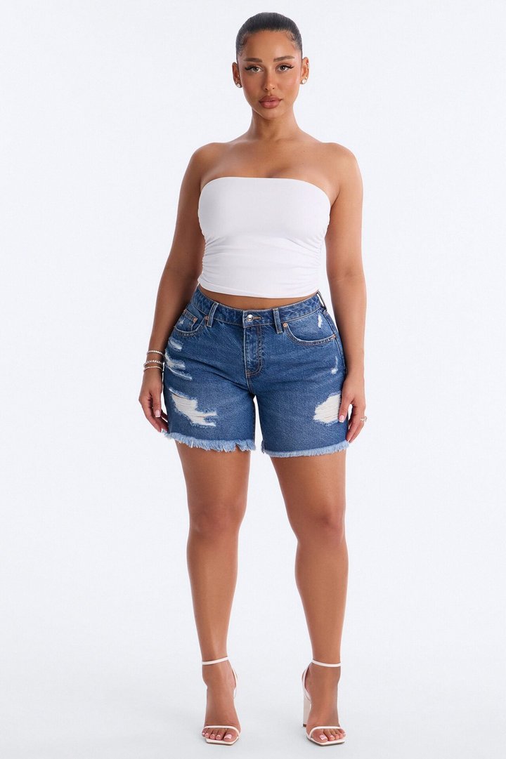 Taylor Ruched Strapless Tube Top - White