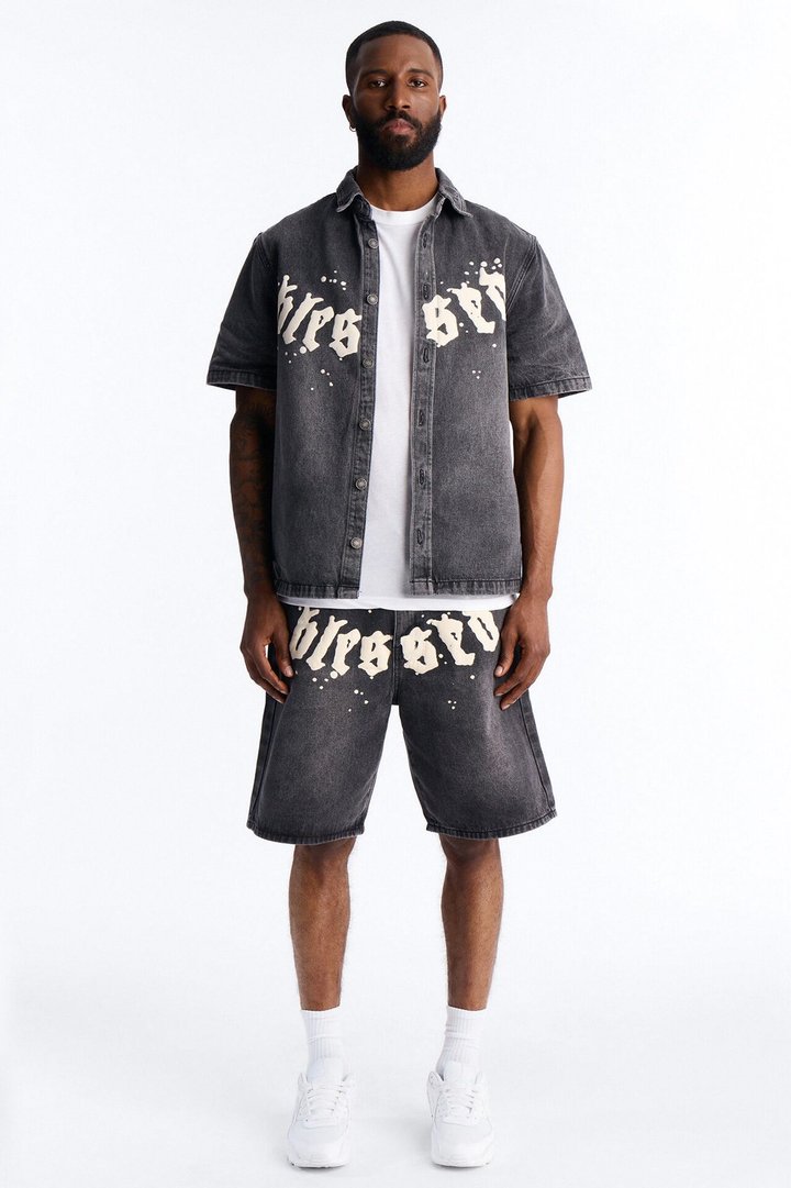 Been Blessed Denim Button Up Shirt - Black Wash