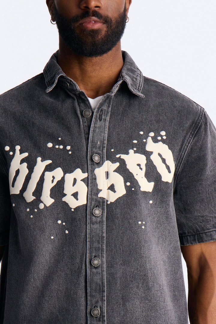 Been Blessed Denim Button Up Shirt - Black Wash