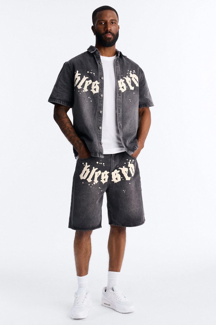 Relaxed Been Blessed Denim Shorts - Black Wash