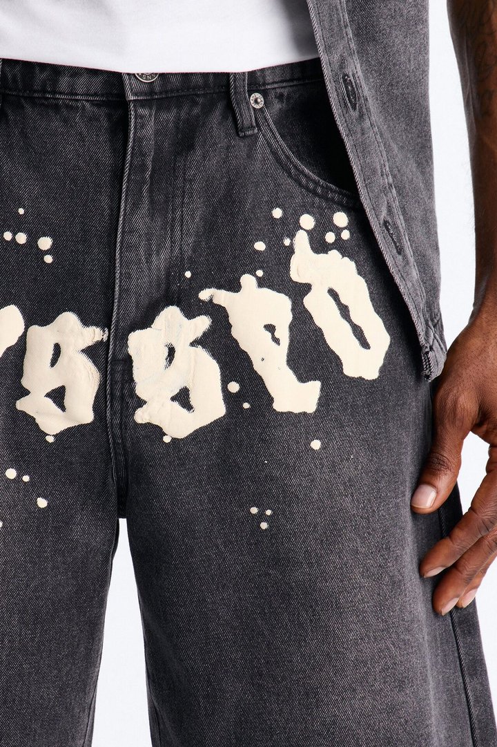 Relaxed Been Blessed Denim Shorts - Black Wash