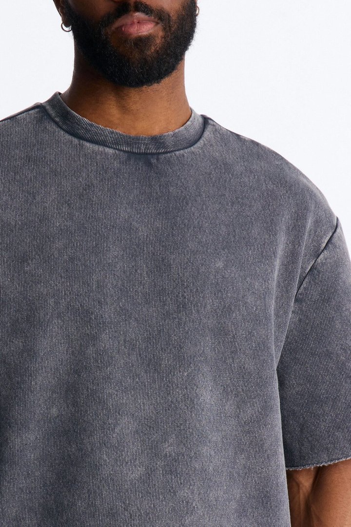 On The Go Washed Tee - Charcoal