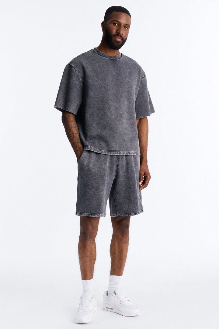 On The Go Washed Sweatshort - Charcoal