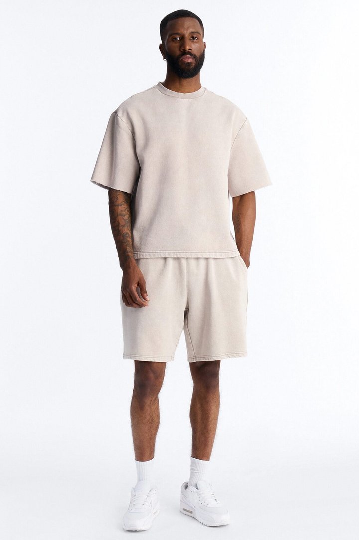On The Go Washed Sweatshort - Taupe