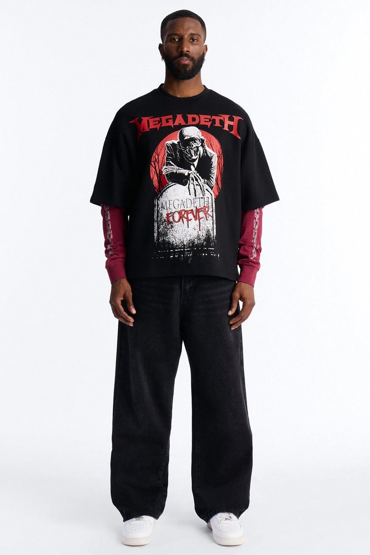 Megadeth Forever Oversized Fleece Twofer - Black Wash