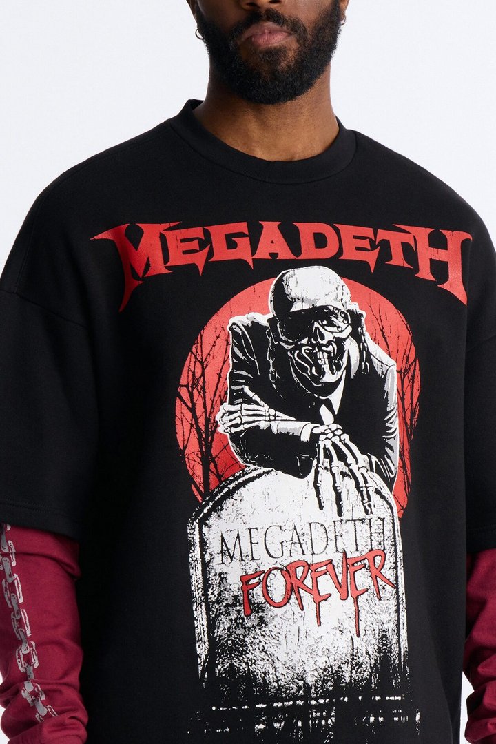 Megadeth Forever Oversized Fleece Twofer - Black Wash