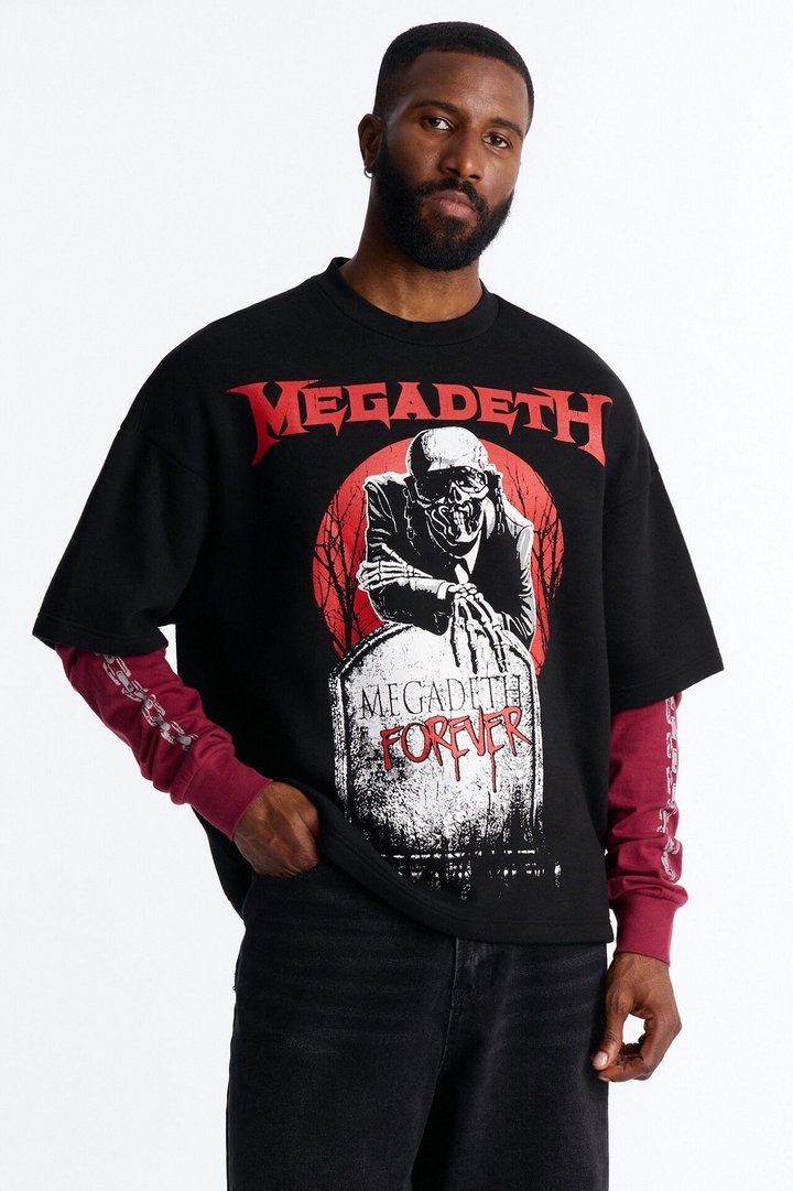 Megadeth Forever Oversized Fleece Twofer - Black Wash