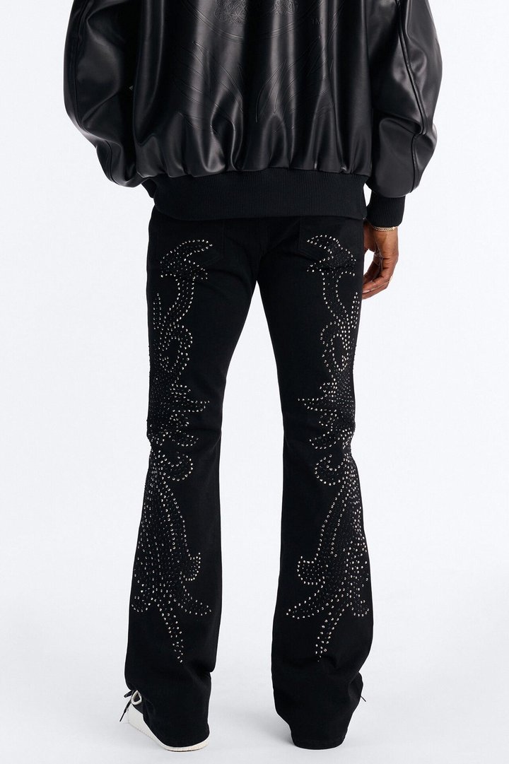 Stacked Skinny Flare Electric Storm Jean - Black