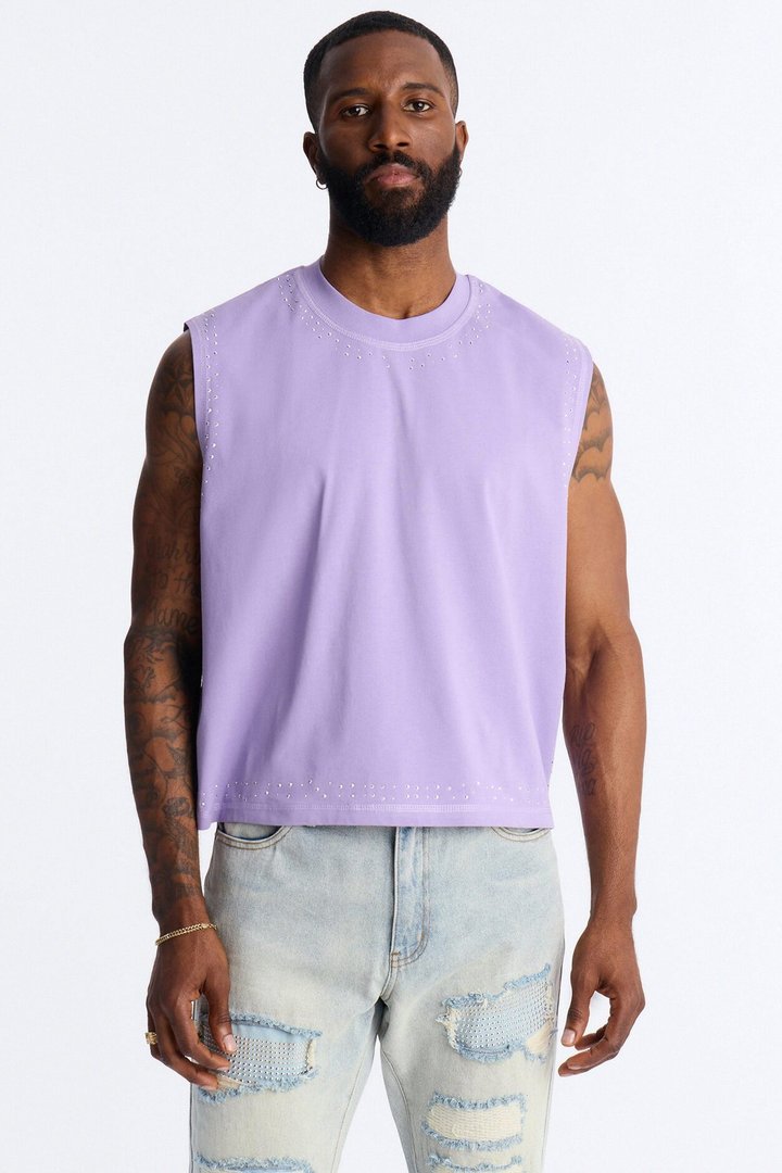 Boxy Cropped Caliber Muscle Tee - Purple