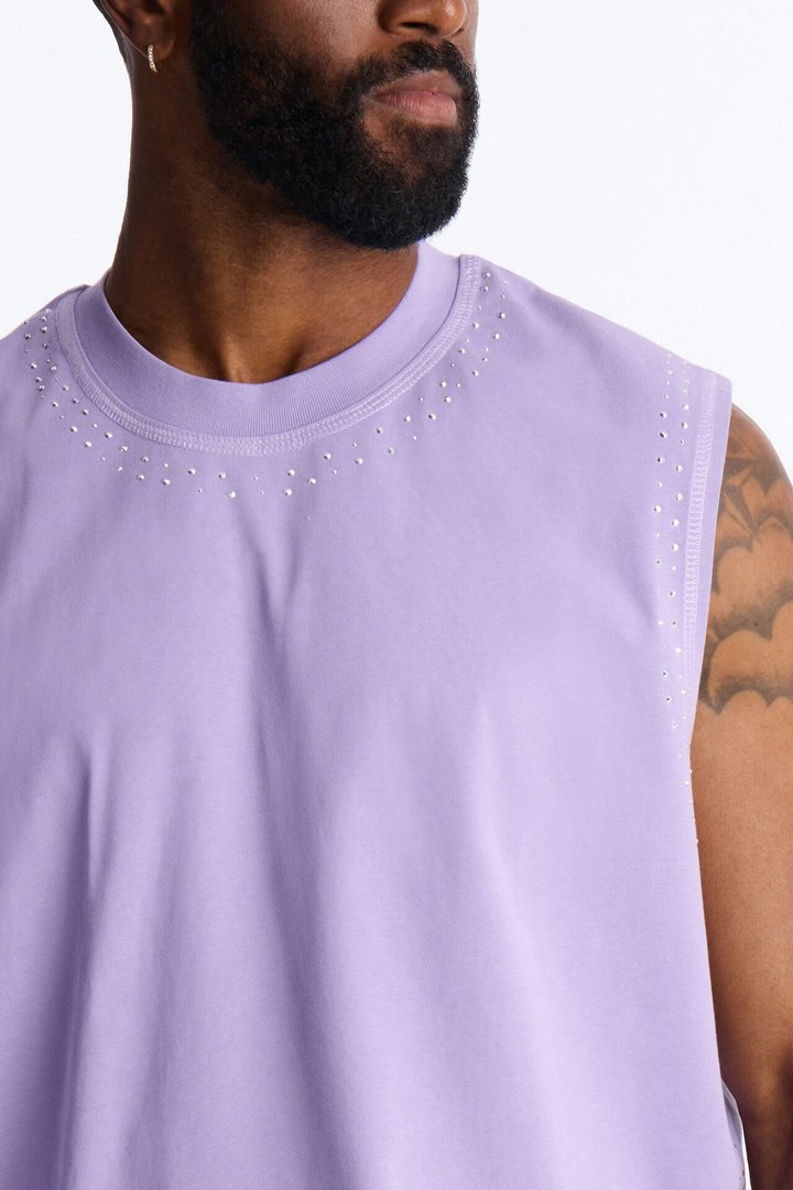 Boxy Cropped Caliber Muscle Tee - Purple