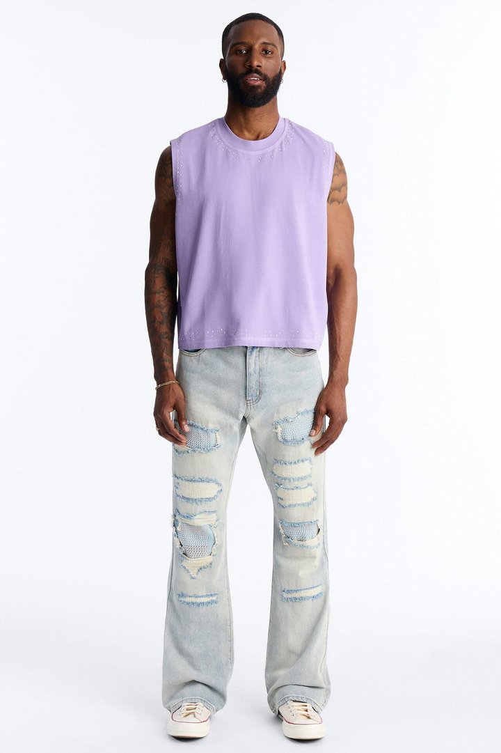 Stacked Slim Flare Stud Havoc Jean - Light Wash