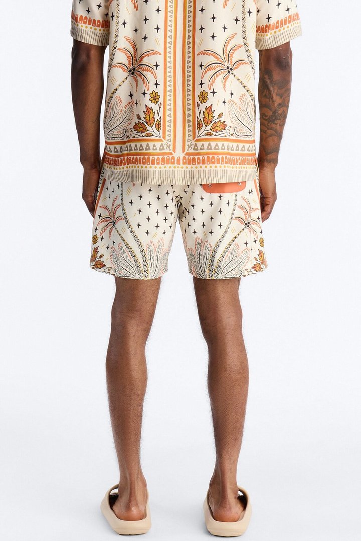 Tropical Twilight Resort Swim Trunk 7″ - Off White