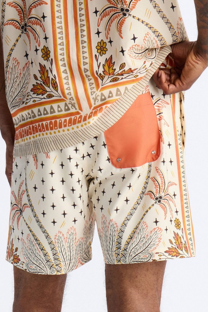 Tropical Twilight Resort Swim Trunk 7″ - Off White