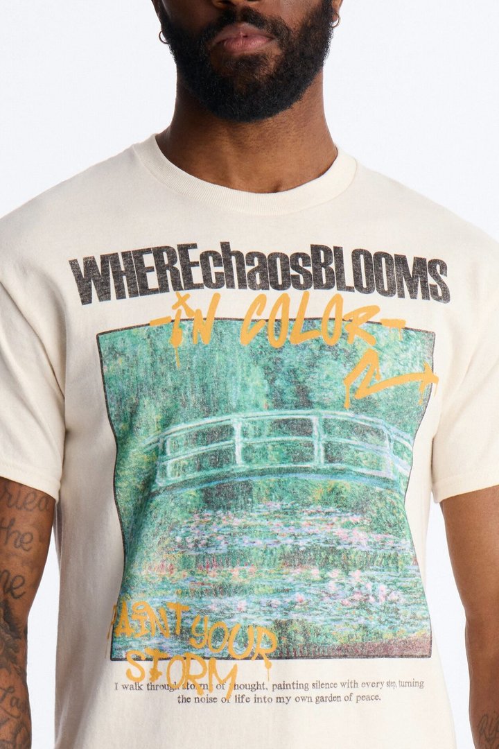 Monet Where Chaos Blooms Short Sleeve Tee - Natural