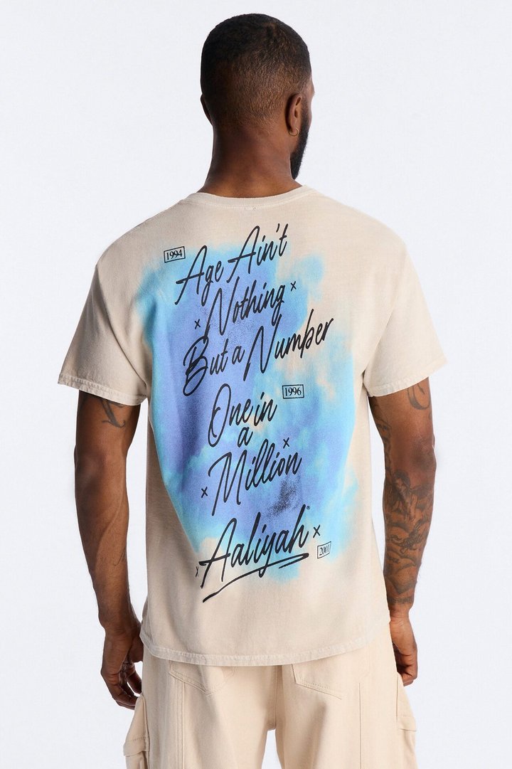 Aaliyah Princess Of R&B Short Sleeve Tee - Taupe