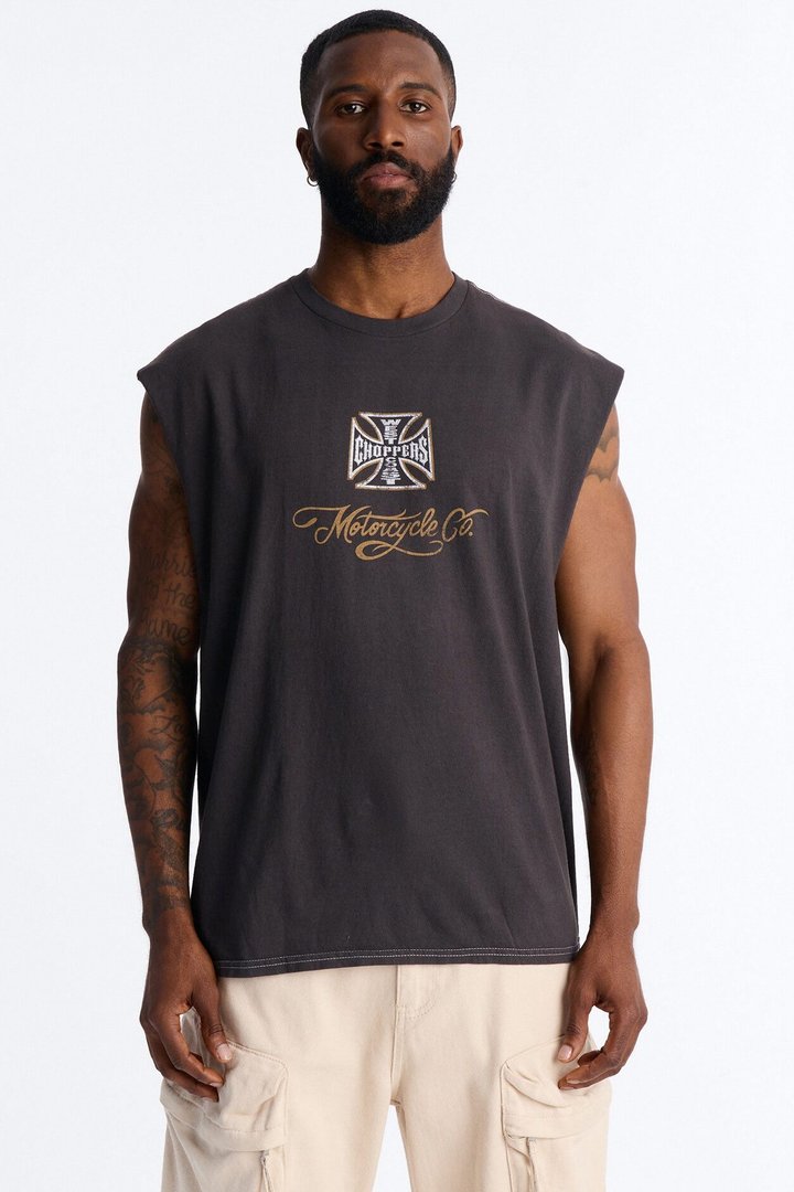 West Coast Choppers Motorcycle Club Muscle Tee - Black Wash