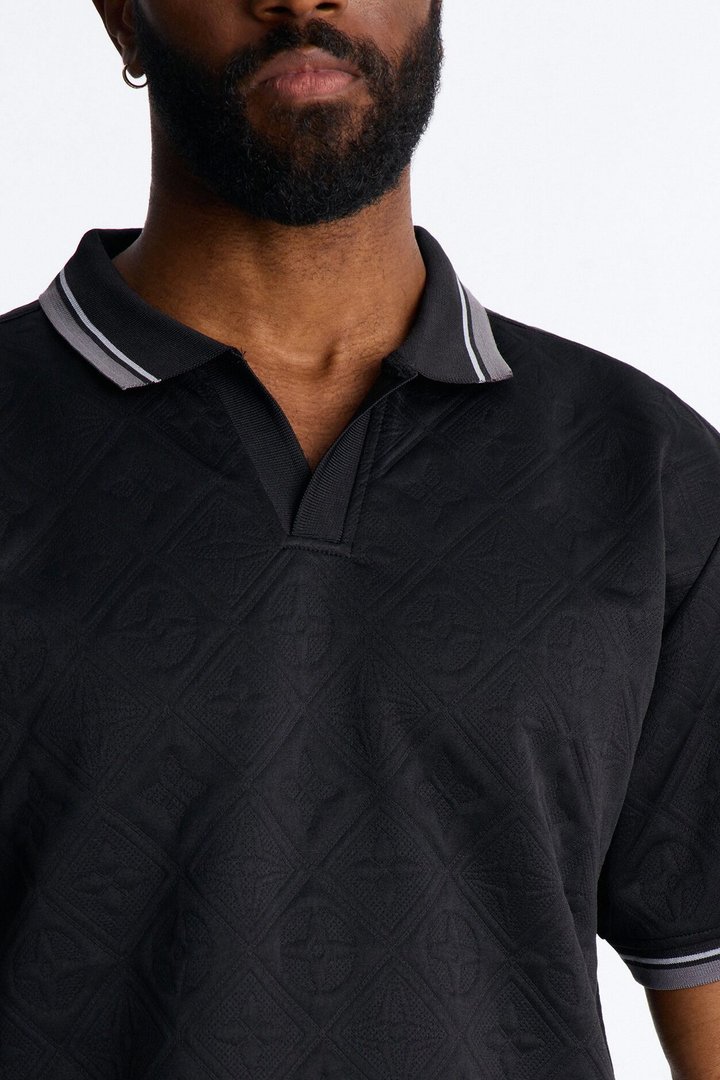 Saints Diamond Star Johnny Collar Polo - Black