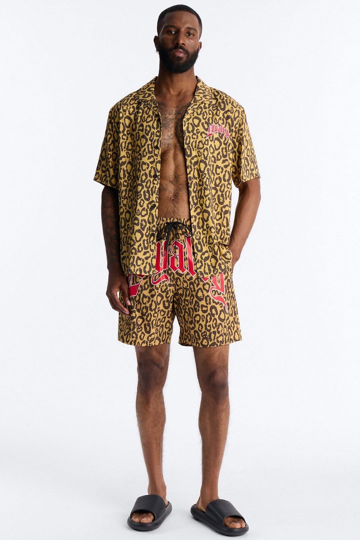 Loyalty In The Wild Short Sleeve Cuban Collar Shirt - Leopard