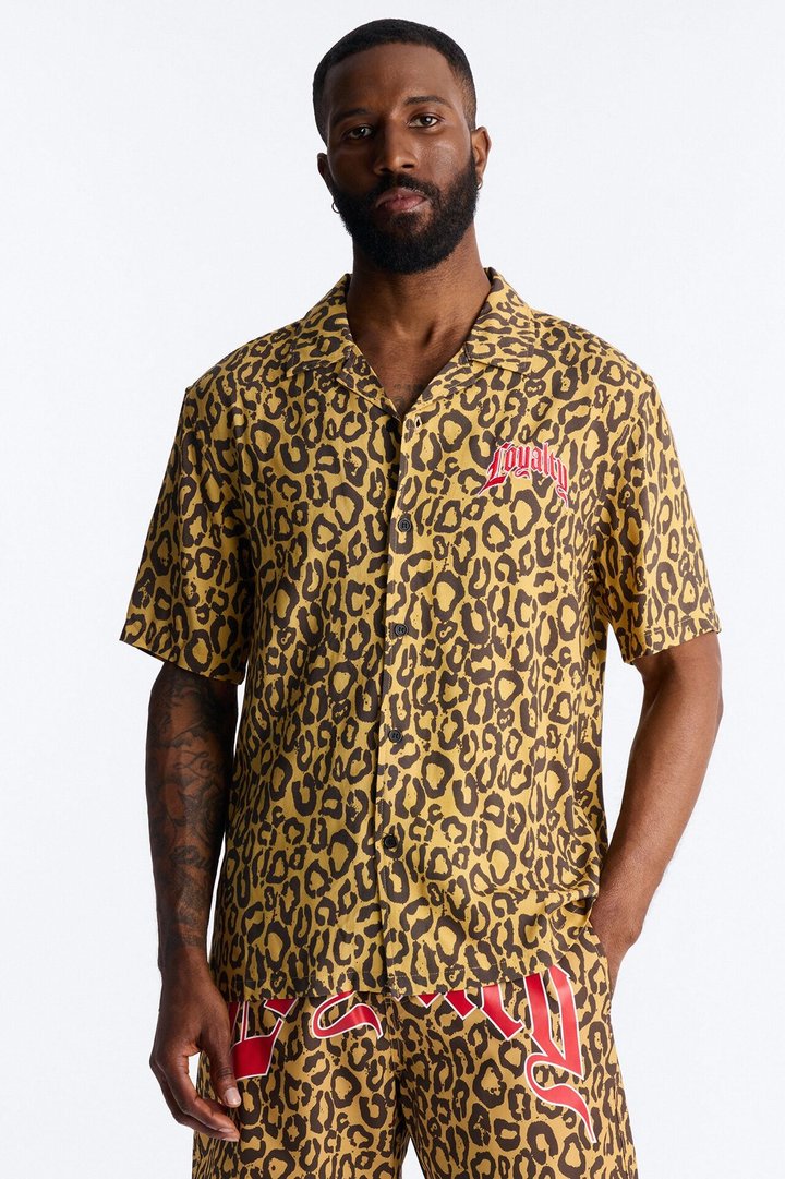 Loyalty In The Wild Short Sleeve Cuban Collar Shirt - Leopard