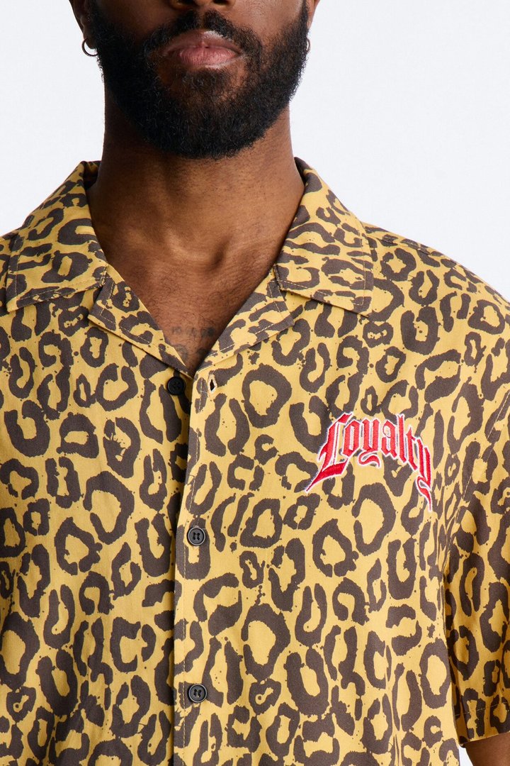 Loyalty In The Wild Short Sleeve Cuban Collar Shirt - Leopard