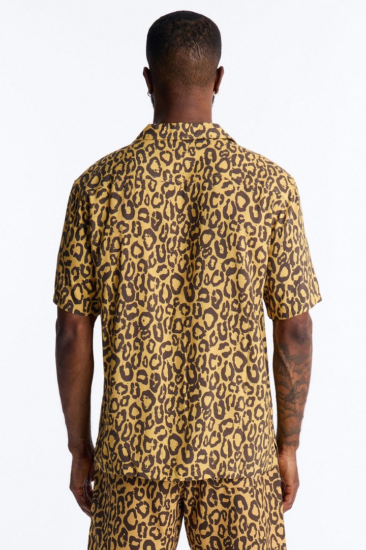 Loyalty In The Wild Short Sleeve Cuban Collar Shirt - Leopard