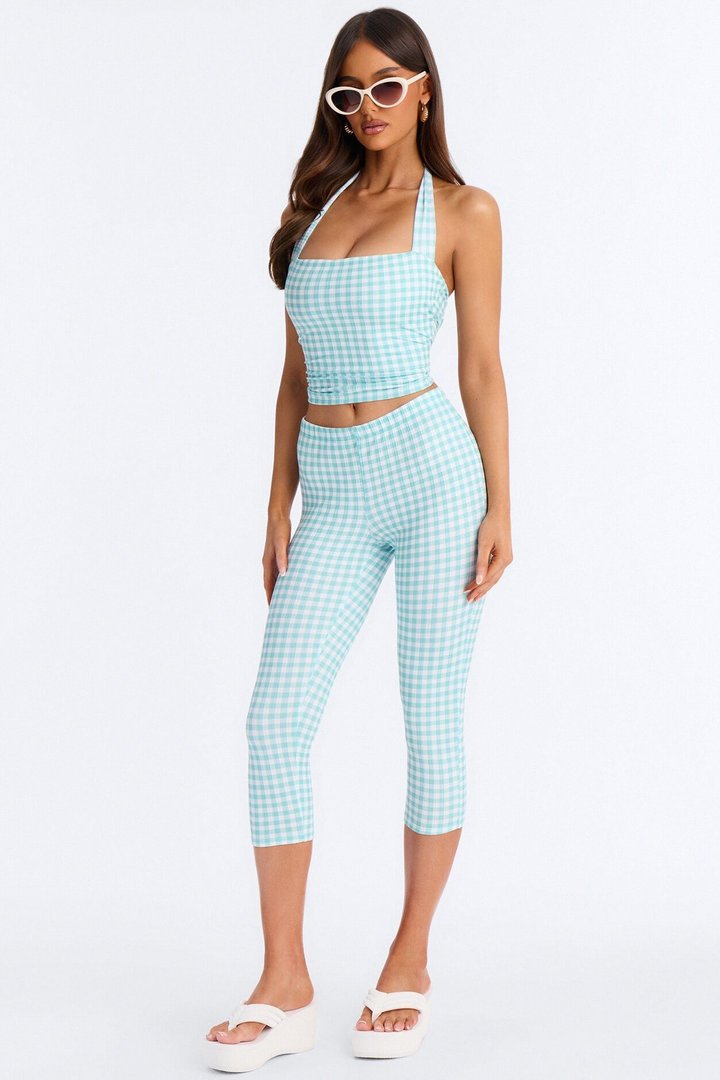 Annie Gingham Capri Set - Mint