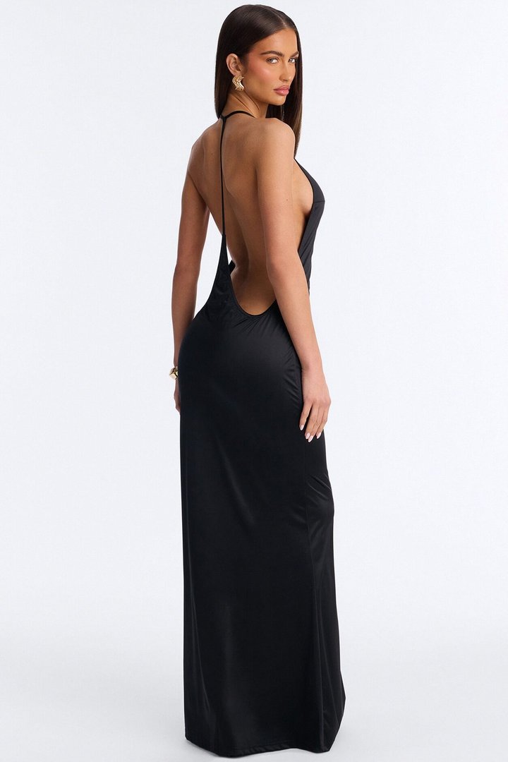 Statement Maker Drop Back Maxi Dress - Black