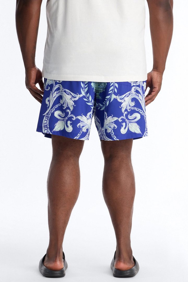 Interlinked Chain Baroque Swim Trunk 7″ - Blue