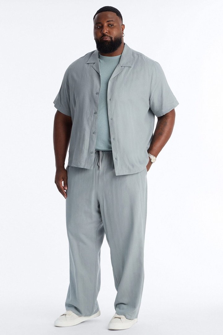 Bahamas Linen Baggy Pull On Pants - Slate Blue