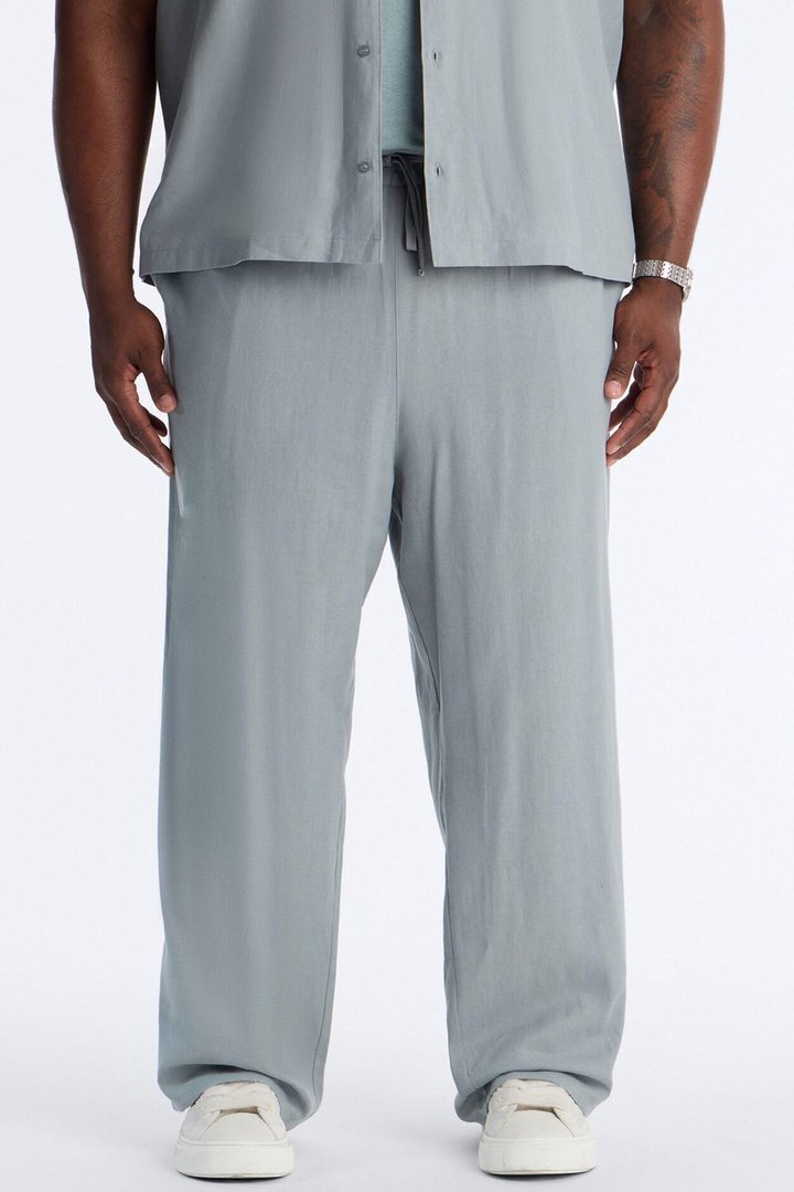 Bahamas Linen Baggy Pull On Pants - Slate Blue